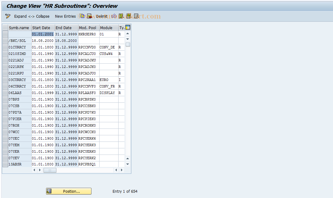 SAP TCode S_AHR_61004834 - IMG-Aktivität: OHANZPYC003