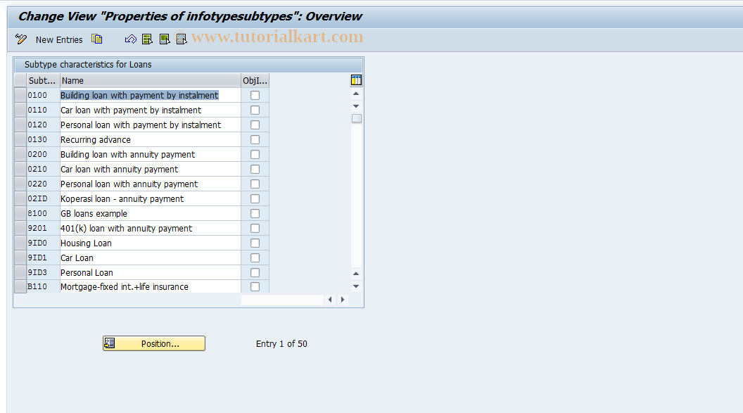 SAP TCode S_AHR_61004909 - IMG-Aktivität: OHAVLAAN