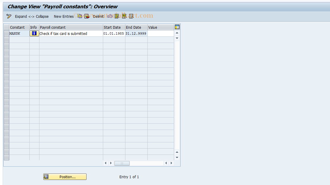 SAP TCode S_AHR_61004932 - IMG-Aktivität: OHAVSKKT