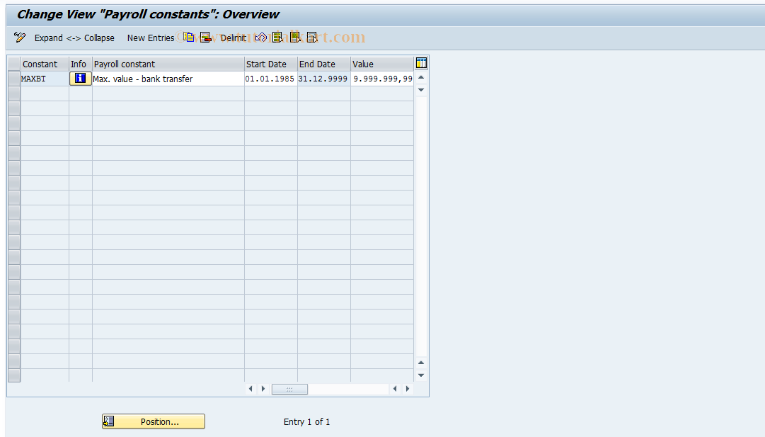 SAP TCode S_AHR_61004973 - IMG-Aktivität: OHAVMAKS