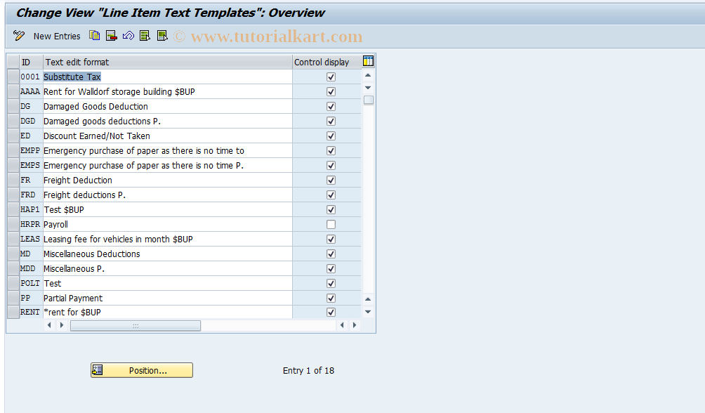 SAP TCode S_AHR_61005097 - IMG-Aktivität: OHAVRI070