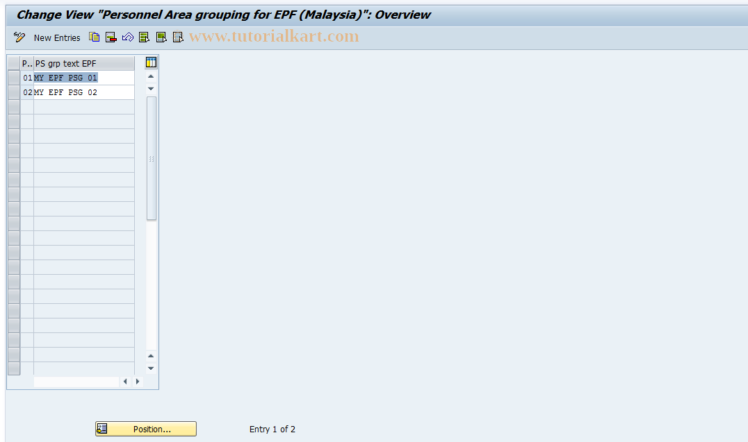 SAP TCode S_AHR_61005263 - IMG-Aktivität: OHALEP030