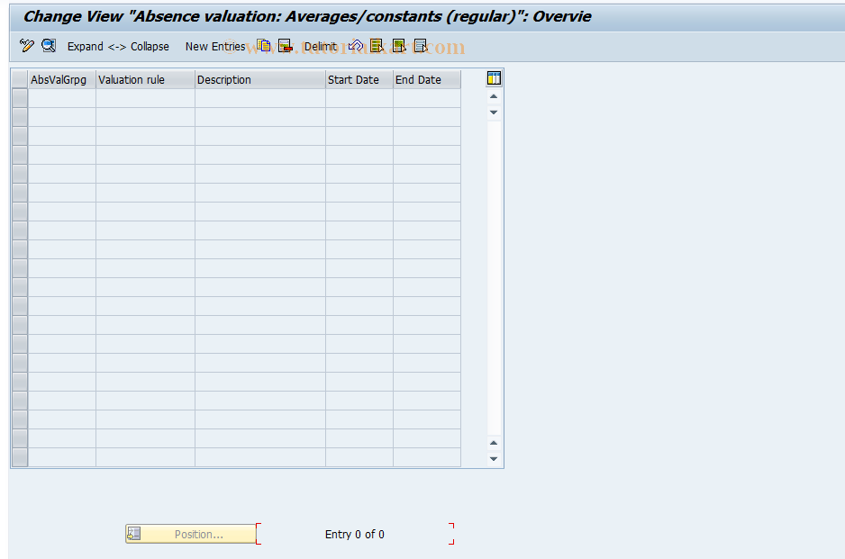 SAP TCode S_AHR_61005421 - IMG-Aktivität: OHAVAB012