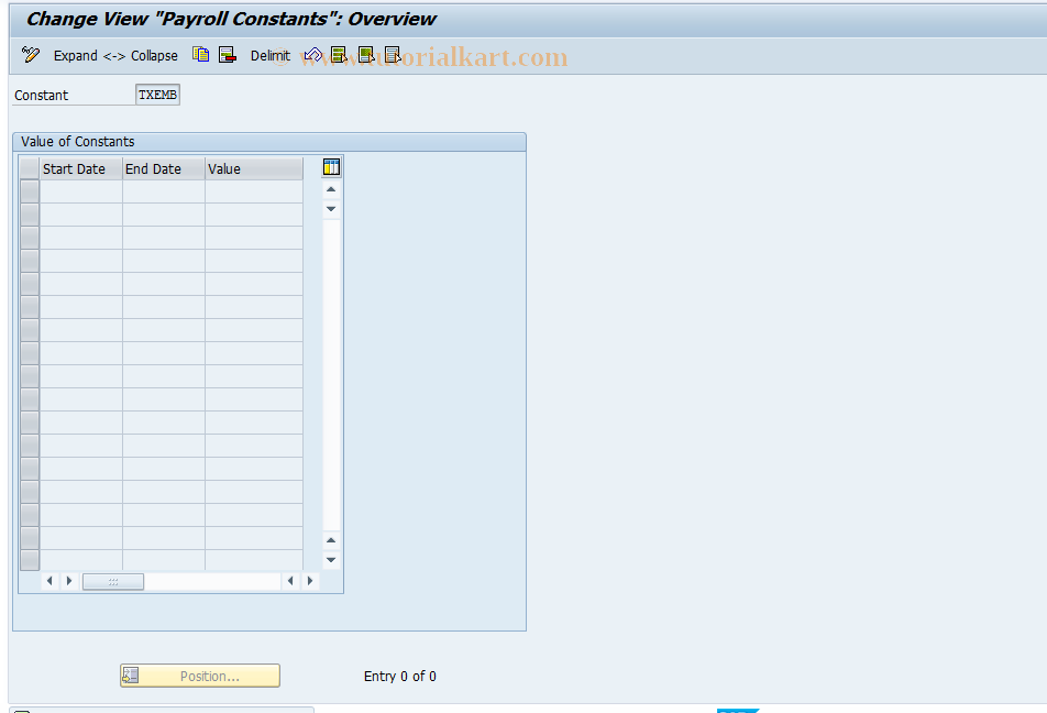 SAP TCode S_AHR_61005428 - IMG-Aktivität: OHANZTAX012