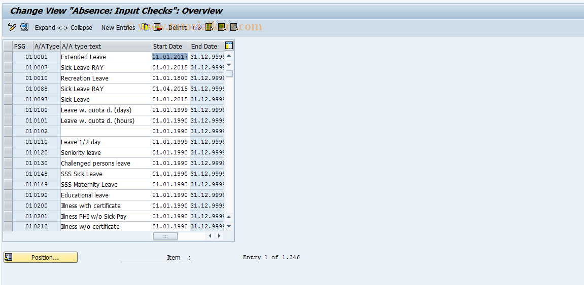 SAP TCode S_AHR_61005500 - IMG-Aktivität: OHAVFRTP