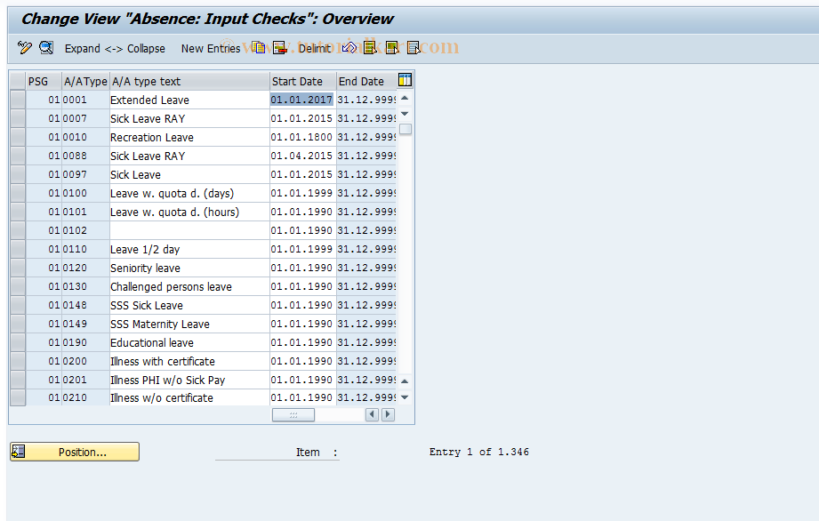 SAP TCode S_AHR_61005560 - IMG activity: OHAE0011