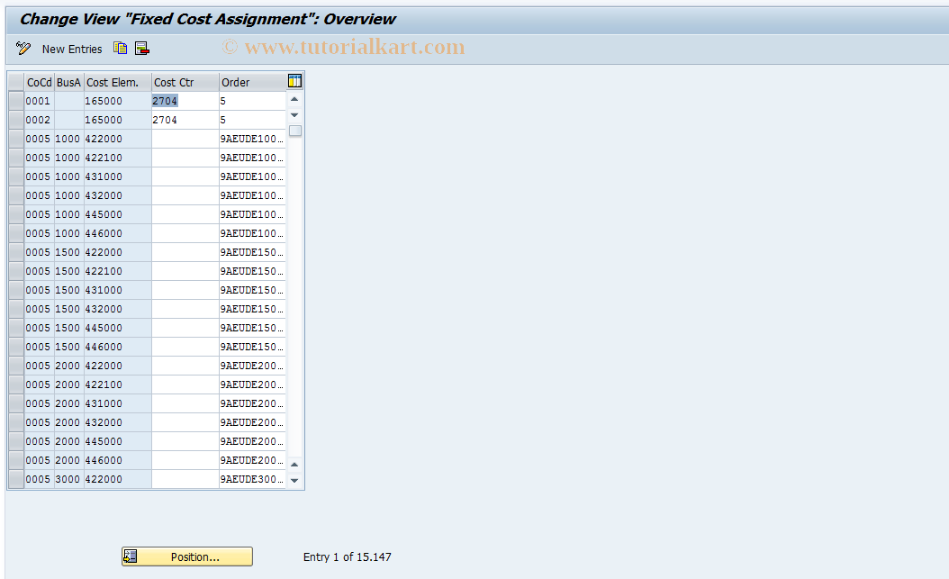 SAP TCode S_AHR_61005597 - IMG-Aktivität: OHALRI061