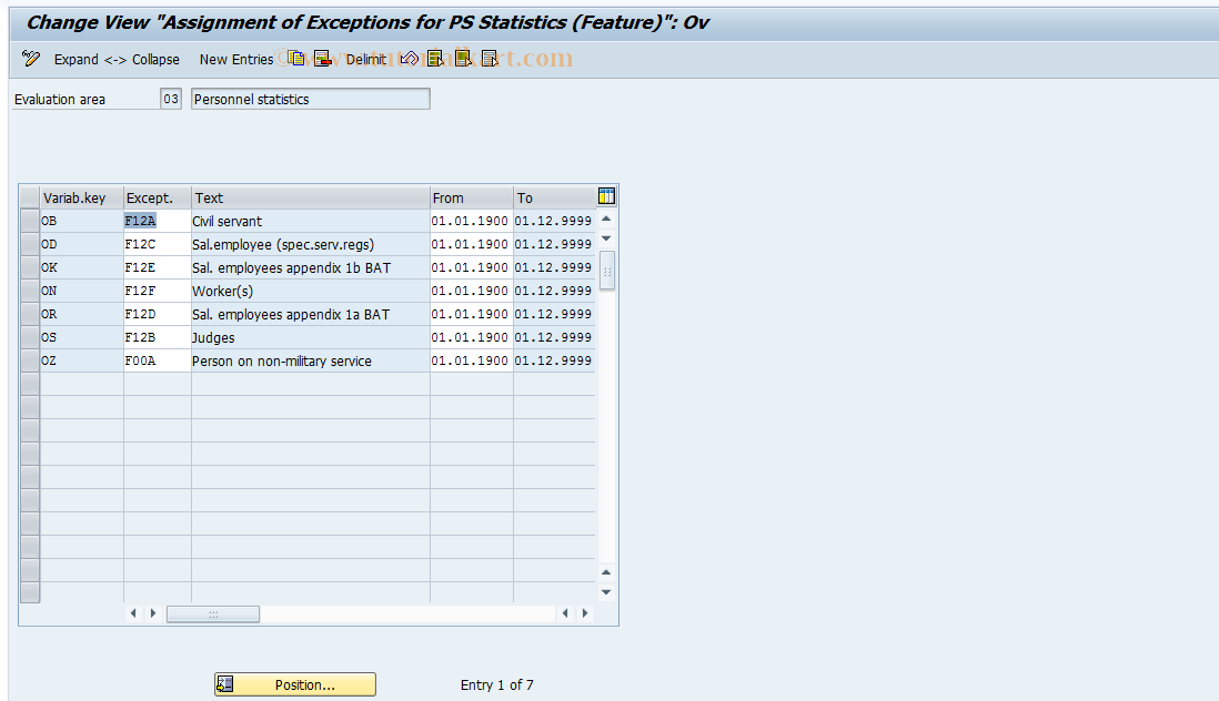 SAP TCode S_AHR_61005625 - IMG Activity: OHADT5D7X03