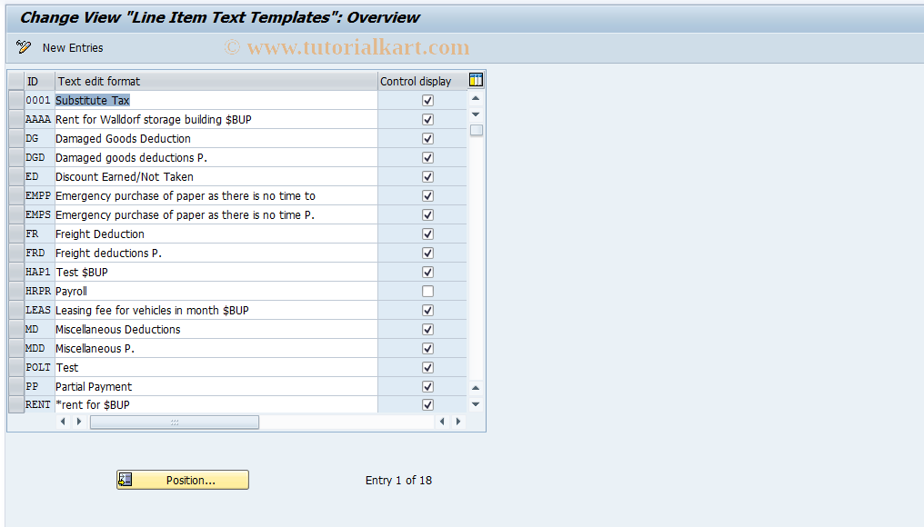 SAP TCode S_AHR_61005695 - IMG-Aktivität: OHALRI070