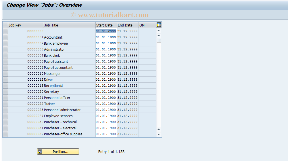 SAP TCode S_AHR_61005709 - IMG Activity: OHADT51301