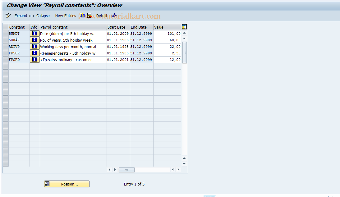 SAP TCode S_AHR_61005803 - IMG-Aktivität: OHAVNKON