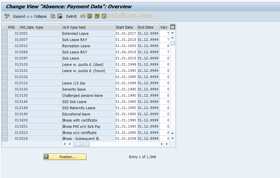 SAP TCode S_AHR_61005935 - IMG-Aktivität: OHALAB002