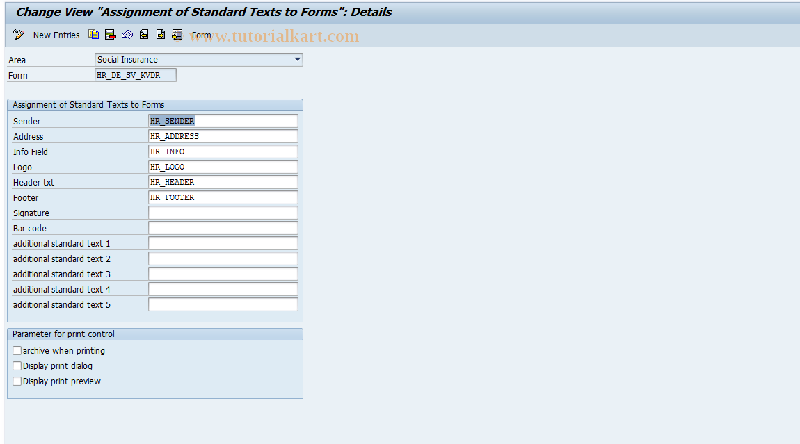 SAP TCode S_AHR_61006132 - IMG Activity: OHADSVD33