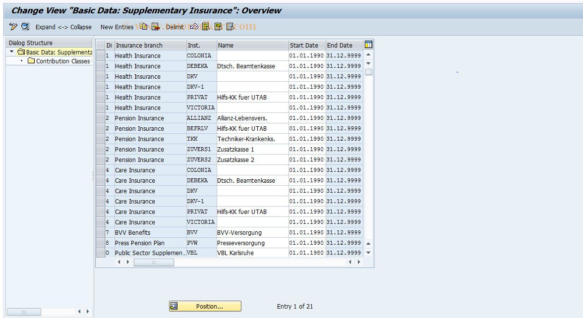 SAP TCode S_AHR_61006162 - IMG Activity: OHADSVB21