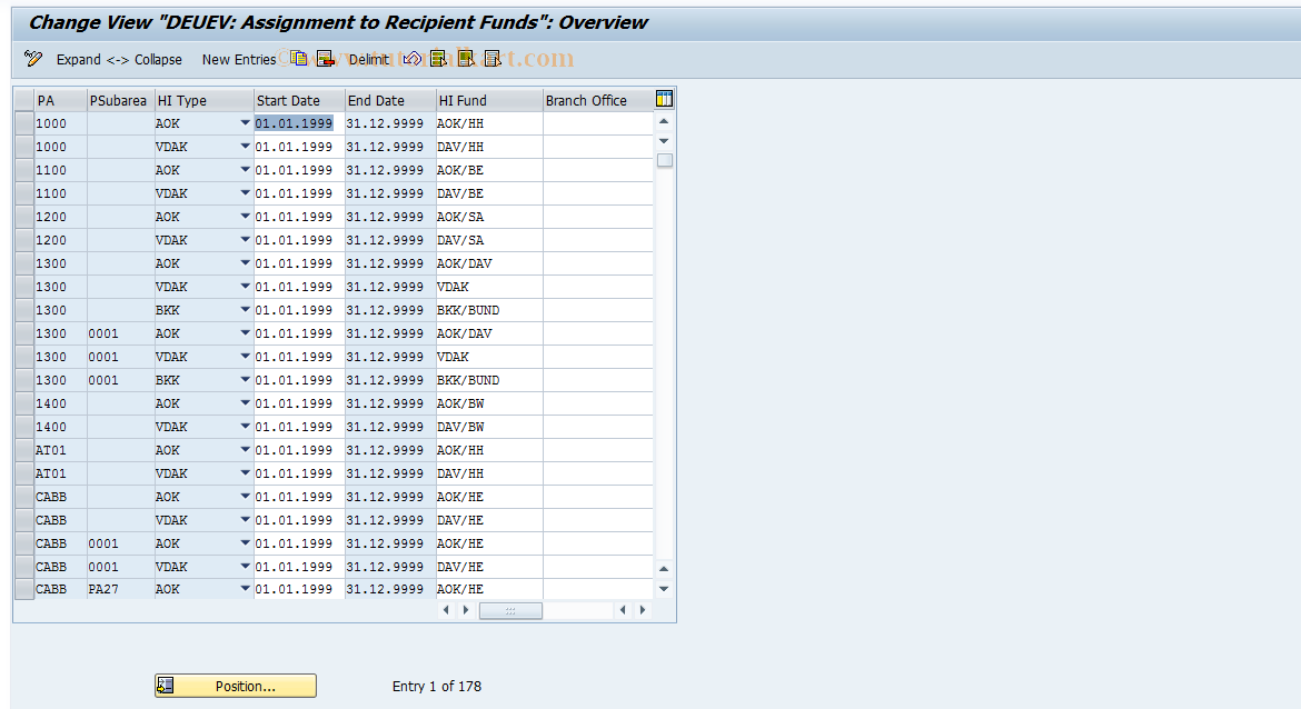 SAP TCode S_AHR_61006200 - IMG Activity: OHADDUA12