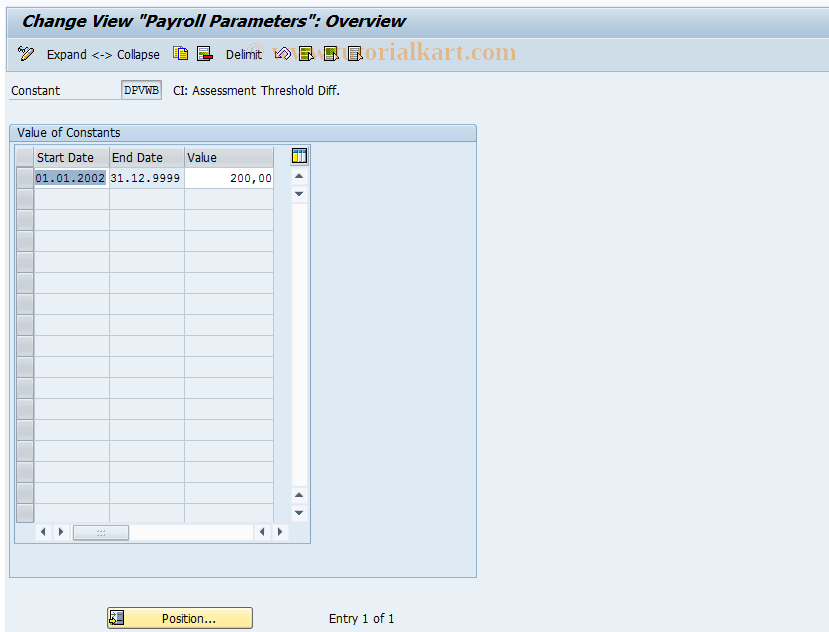 SAP TCode S_AHR_61006236 - IMG Activity: OHADSVE26