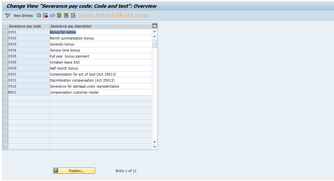 SAP TCode S_AHR_61006693 - IMG-Activity: OHAARIN011