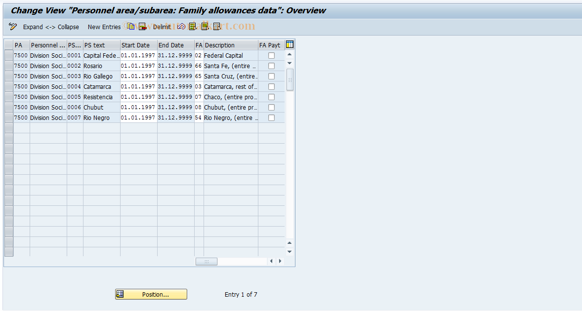 SAP TCode S_AHR_61006829 - IMG-Activity: OHAARFA003