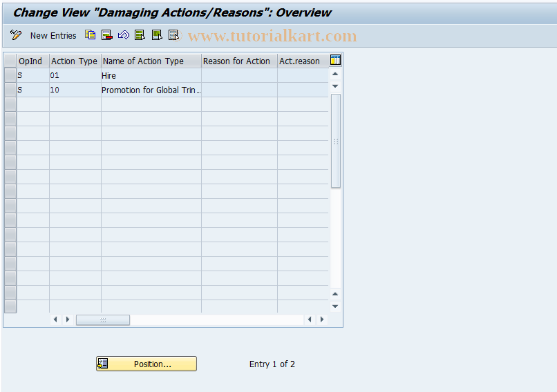 SAP TCode S_AHR_61006834 - IMG Activity: OHAA201