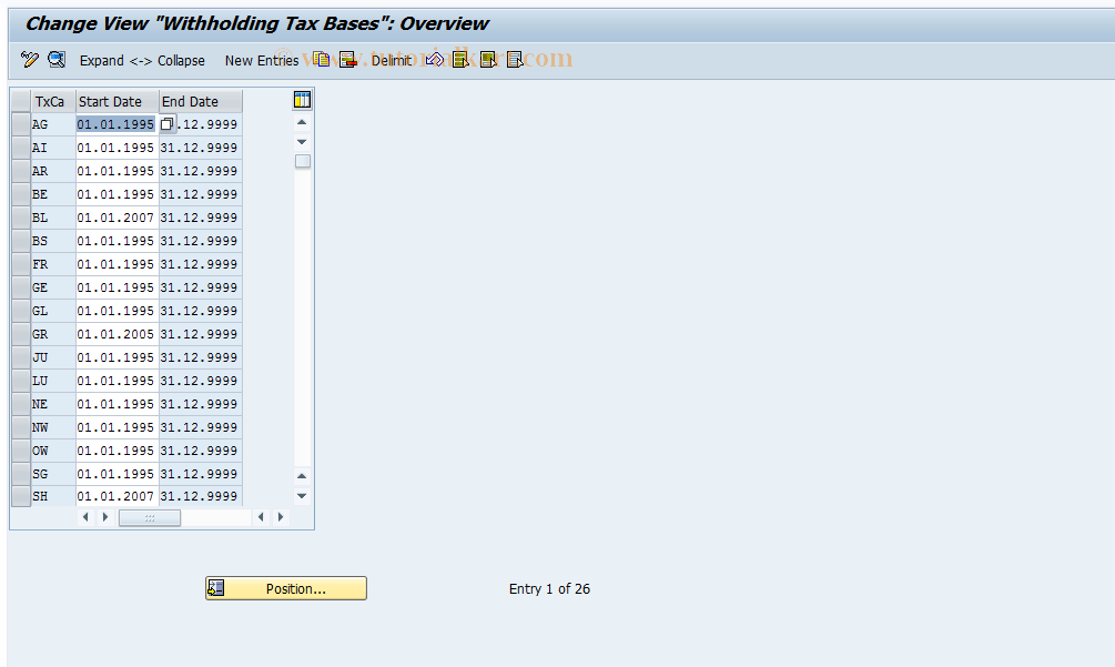 SAP TCode S_AHR_61006903 - IMG Activity: OHICQ006