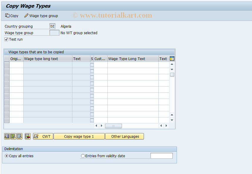 SAP TCode S_AHR_61006926 - Customizing Activity: OHAAUM204