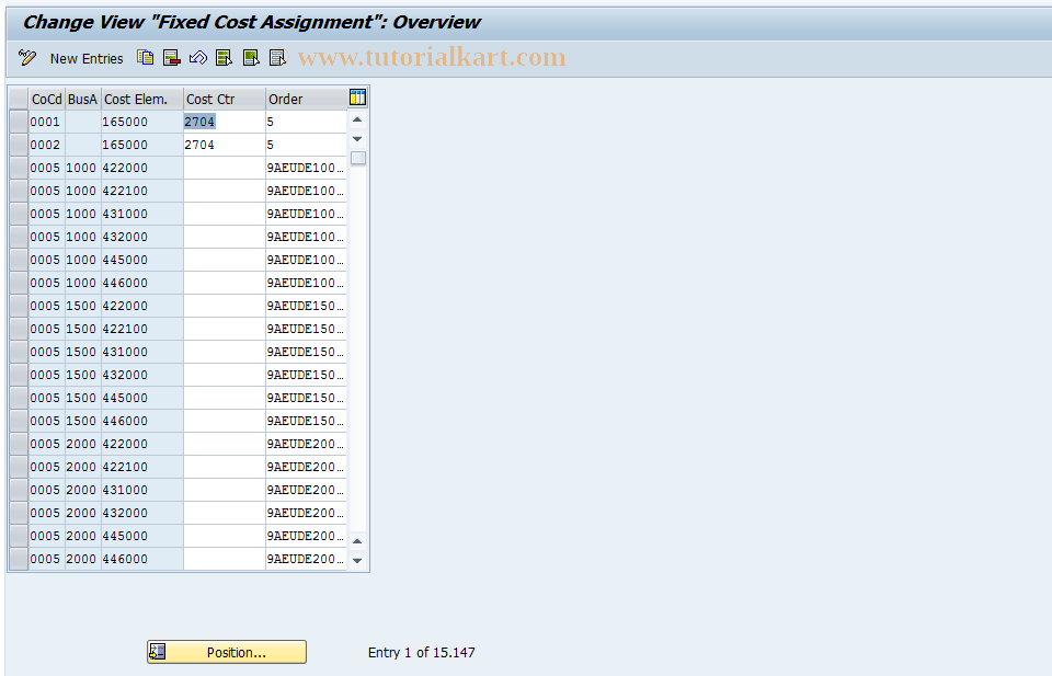 SAP TCode S_AHR_61006982 - IMG-Aktivität: OHAWRI061