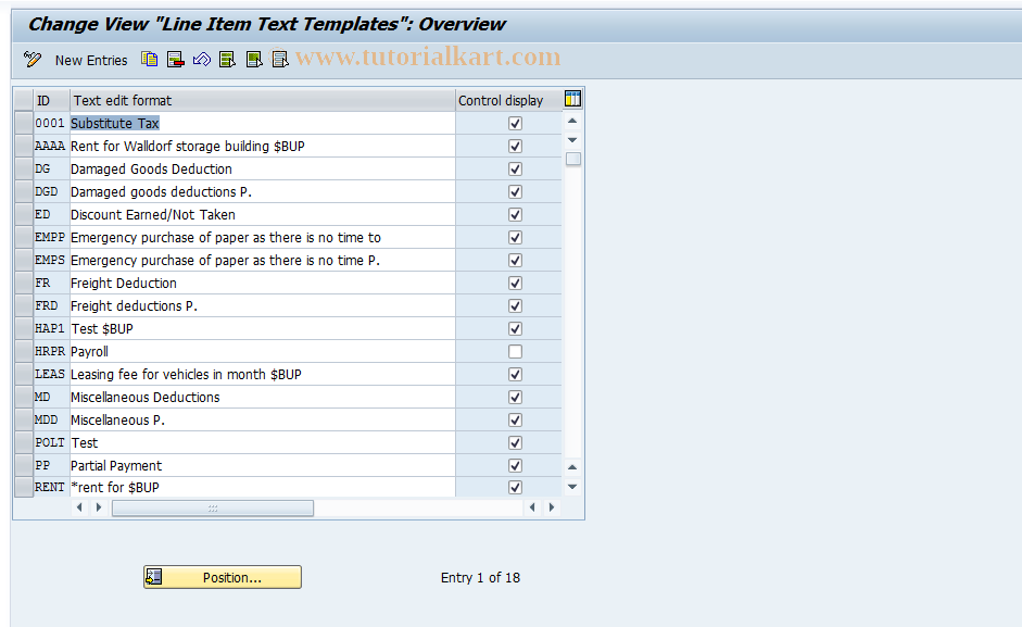 SAP TCode S_AHR_61006984 - IMG-Aktivität: OHAWRI070