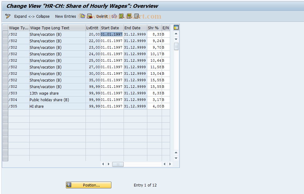 SAP TCode S_AHR_61007008 - IMG Activity: OHACM0166