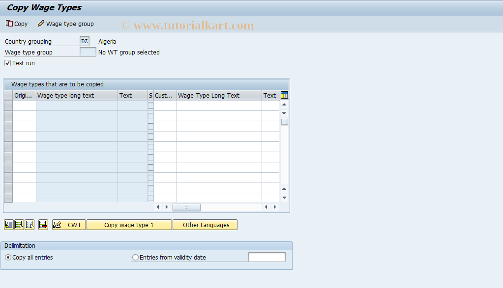 SAP TCode S_AHR_61007029 - IMG-Aktivität: OHATH_1046