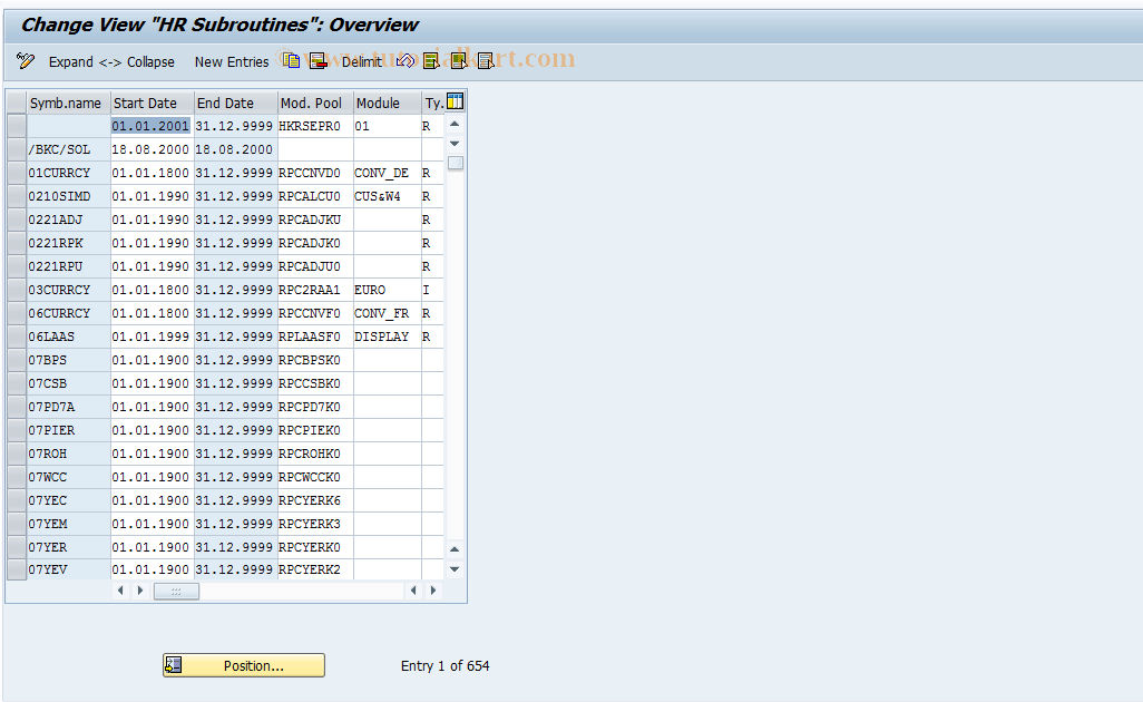 SAP TCode S_AHR_61007035 - IMG-Aktivität: OHATW_PAY003