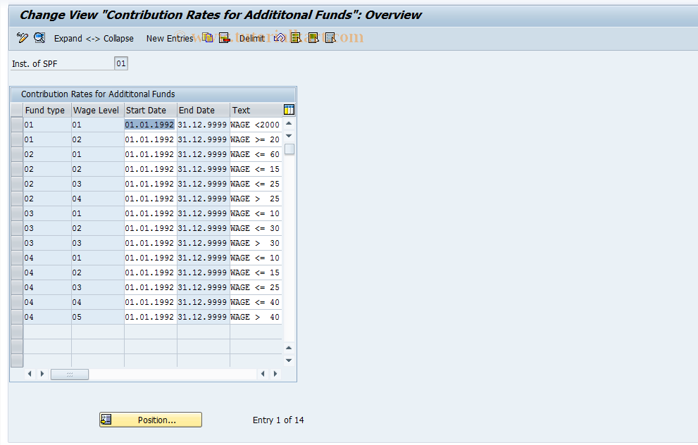 SAP TCode S_AHR_61007118 - IMG-Aktivität: OHIRAF001