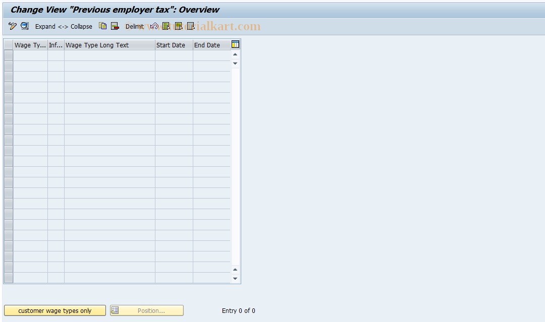 SAP TCode S_AHR_61007291 - IMG-Aktivität: OHAPHTAX008