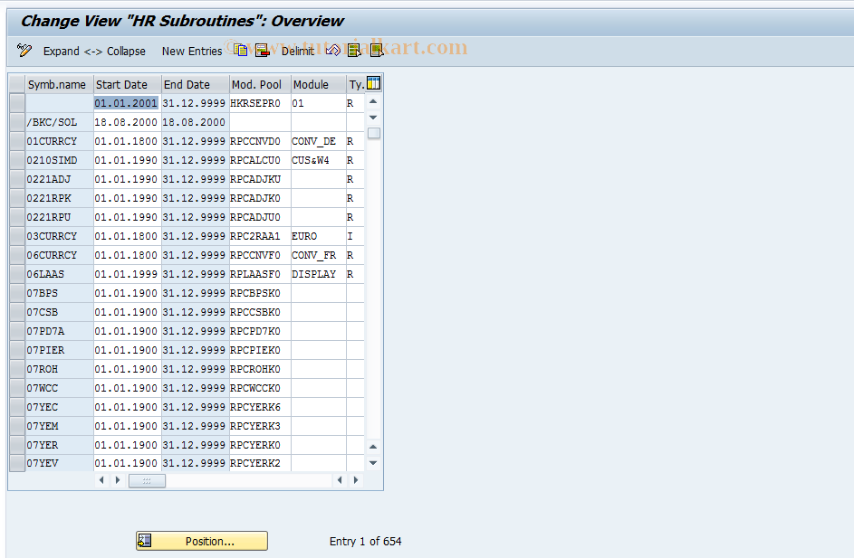 SAP TCode S_AHR_61007329 - IMG-Aktivität: OHASE_PAY003