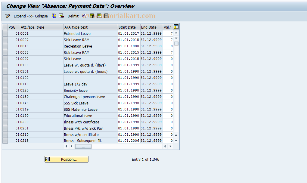 SAP TCode S_AHR_61007464 - IMG-Aktivität: OHAPH_AB002