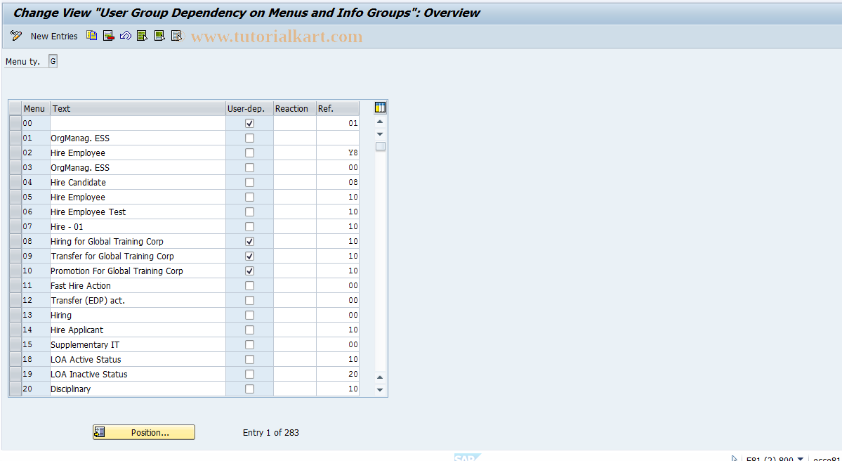 SAP TCode S_AHR_61007493 - IMG-Aktivität: OHALTM050