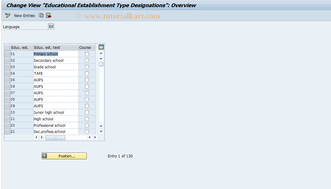 SAP TCode S_AHR_61007497 - IMG-Aktivität: OHALTX150