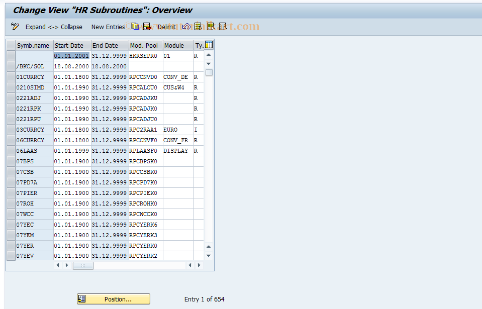 SAP TCode S_AHR_61007512 - IMG-Aktivität: OHAVPAY003