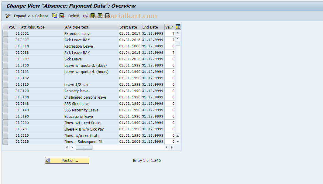 SAP TCode S_AHR_61007712 - IMG-Aktivität: OHAVAB002