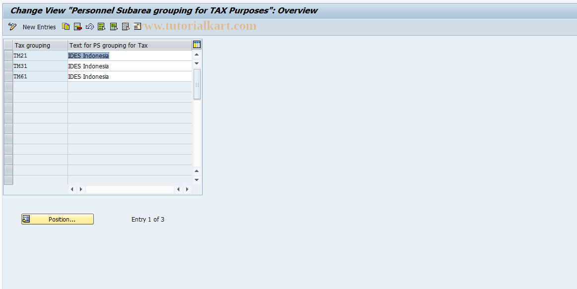 SAP TCode S_AHR_61007722 - IMG-Aktivität: OHAIDTX011