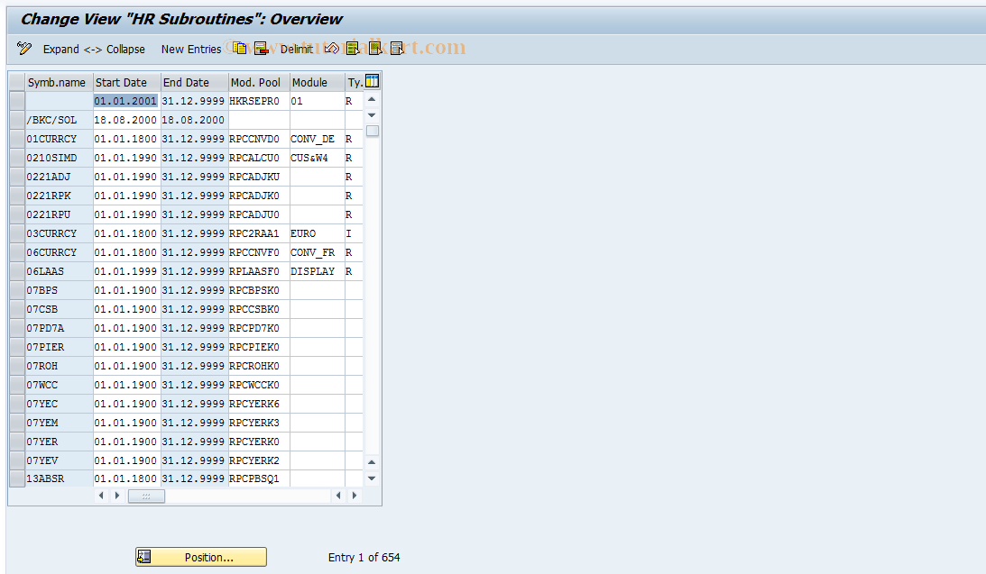 SAP TCode S_AHR_61007728 - IMG-Aktivität: OHALPAY003