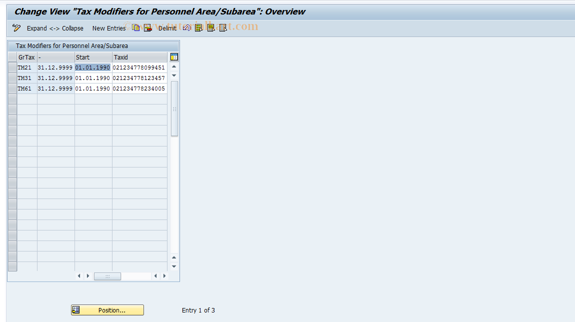 SAP TCode S_AHR_61007740 - IMG-Aktivität: OHAIDTX012