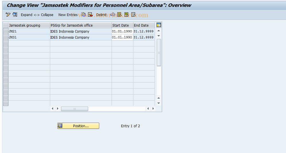 SAP TCode S_AHR_61007748 - IMG-Aktivität: OHAIDJS030