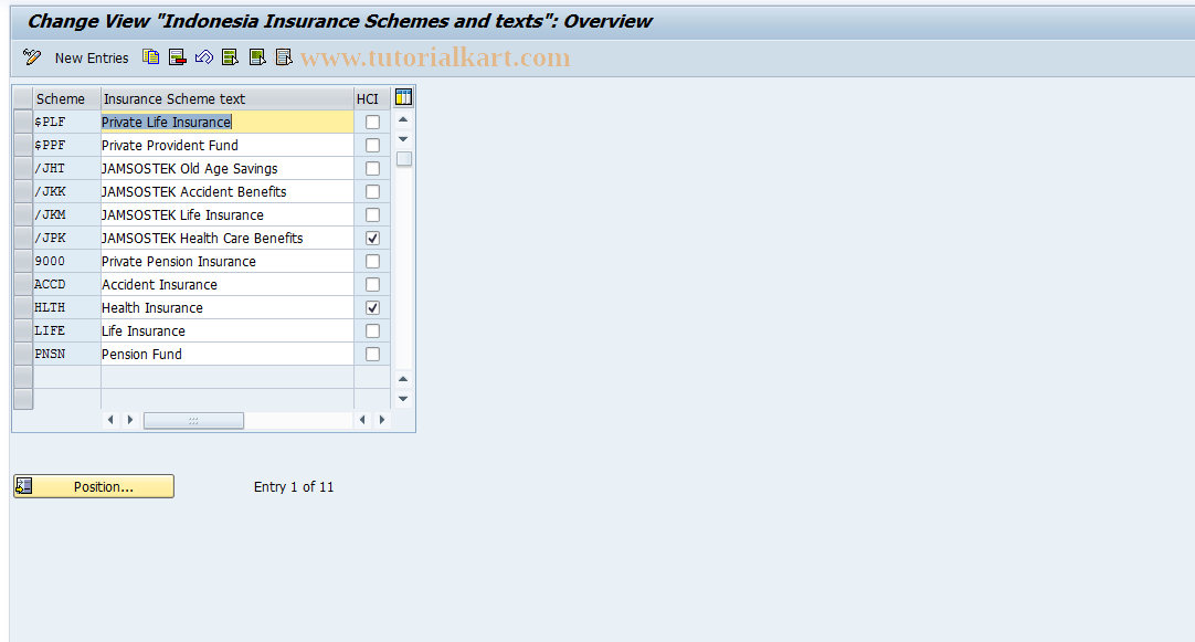 SAP TCode S_AHR_61007857 - IMG-Aktivität: OHAIDJS020