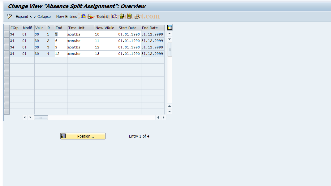 SAP TCode S_AHR_61007947 - IMG-Aktivität: OHAIDAB021