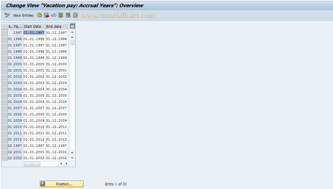 SAP TCode S_AHR_61008083 - IMG-Aktivität: OHAKVE114