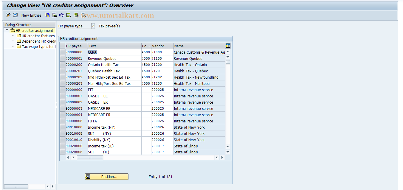 SAP TCode S_AHR_61008295 - IMG-Aktivität: OHAKTPR002A