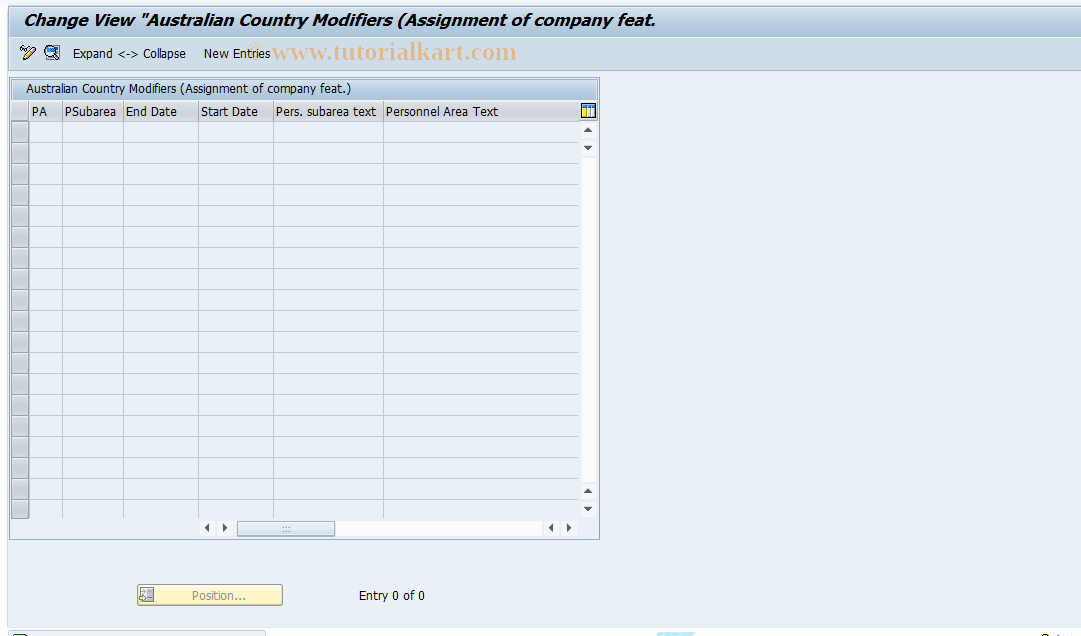 SAP TCode S_AHR_61008315 - IMG-Aktivität: OHAQGCT00003