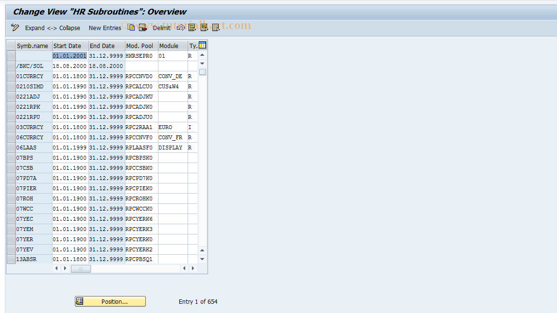 SAP TCode S_AHR_61008346 - IMG-Aktivität: OHAKPAY003