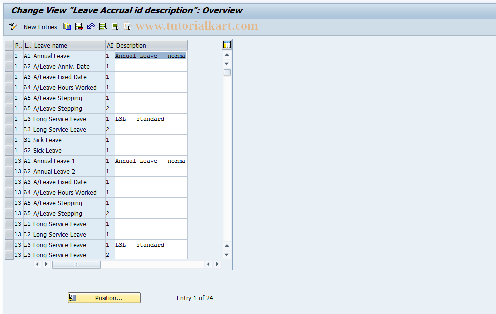 SAP TCode S_AHR_61008418 - IMG-Aktivität: OHAQLVE00008