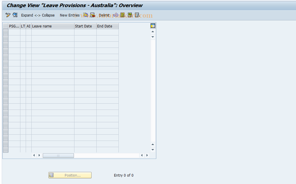 SAP TCode S_AHR_61008481 - IMG-Aktivität: OHAQLVE00006